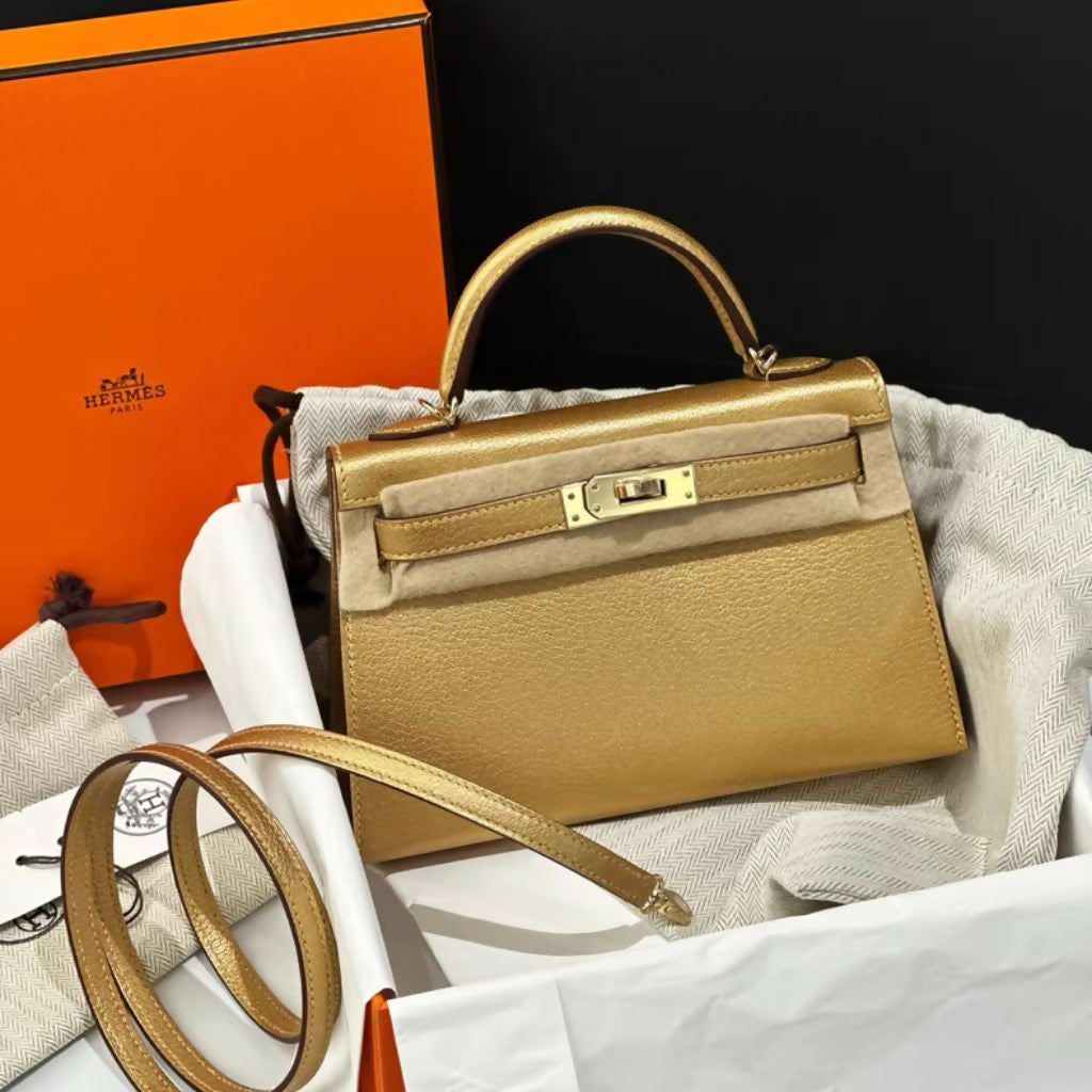 Hermès Kelly 20 Mini Sellier Olympic Gold Chèvre - Wararni