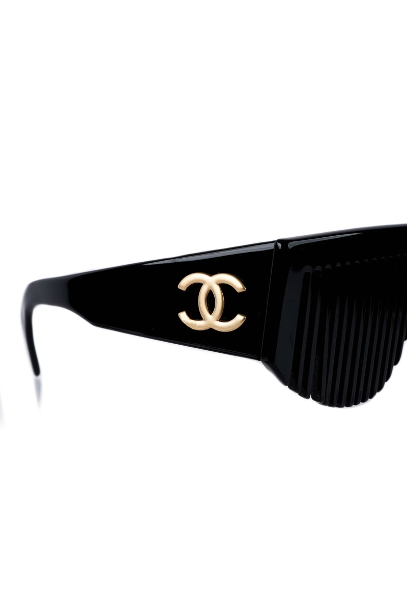 CHANEL 1990-2000s Hair Comb oversize-frame sunglasses