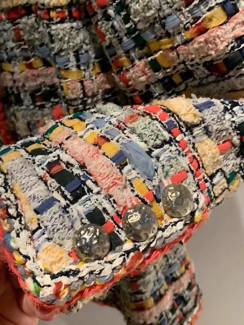Chanel 15P Orange-Red Trim Colorful Mosaic Tweed jacket