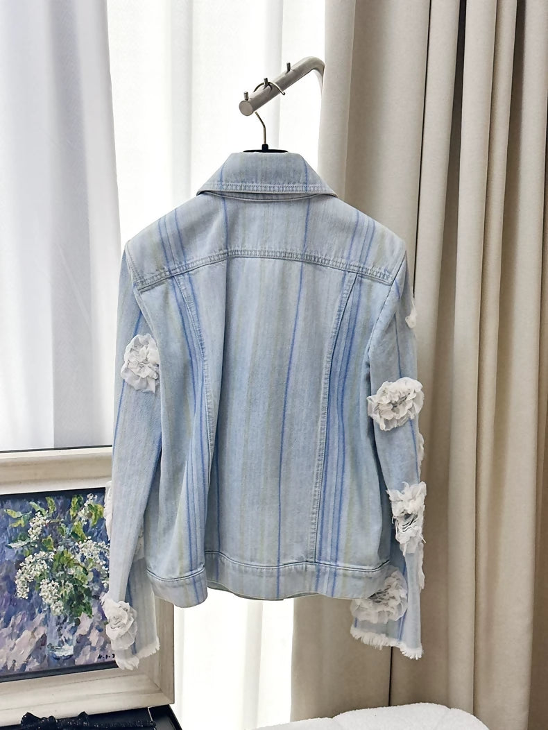 Chanel 18S blue camellia denim jacket