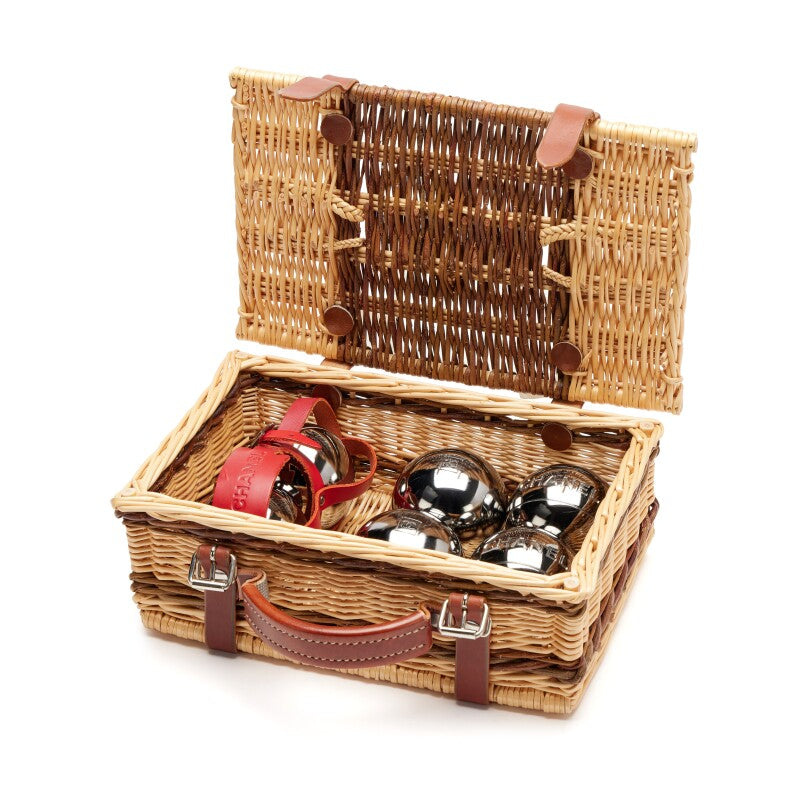 Chanel 2010 Limited Edition Wicker Basket Petanque Bocce Ball Set Bag Silver Hardware