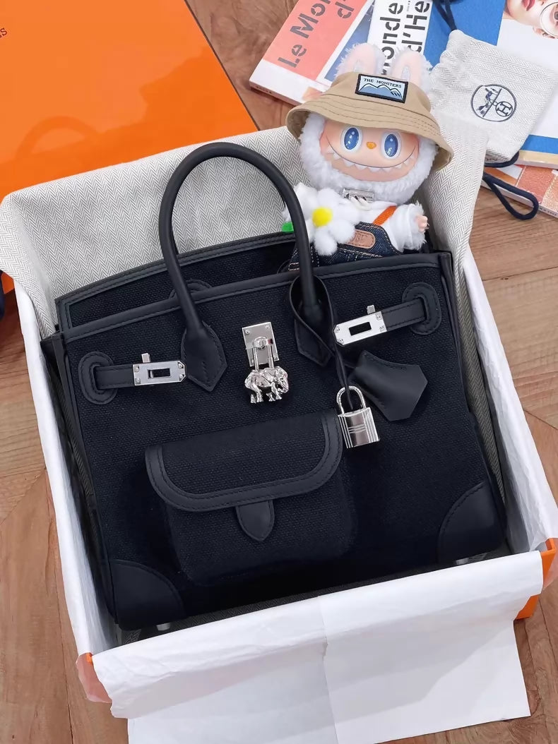 Hermès Birkin 25 black cargo with palladium hardware