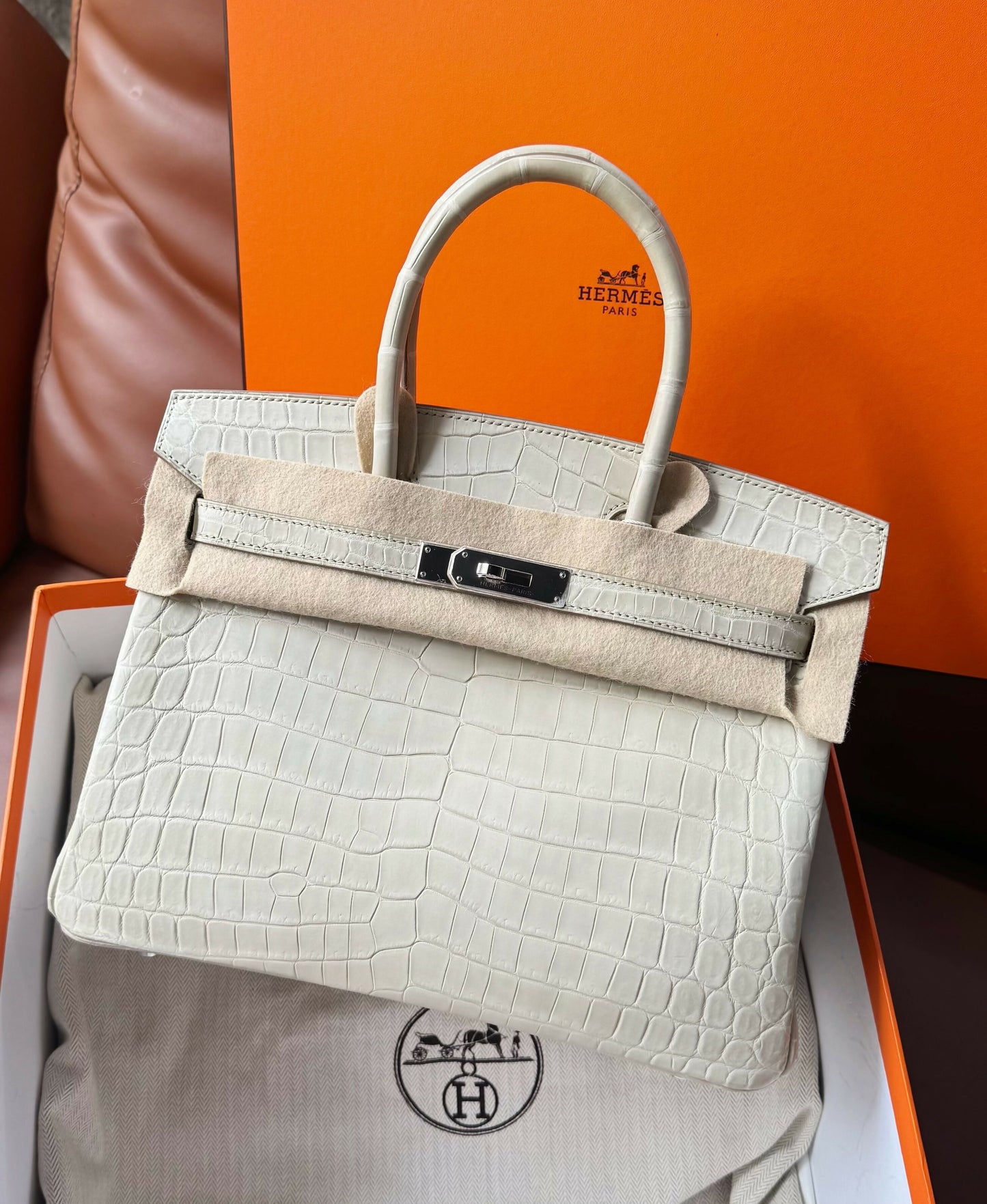 Hermès Birkin 30 Beton Matte Alligator with Palladium Hardware