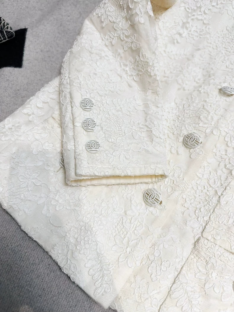 Chanel 20C ecru white lace jacket