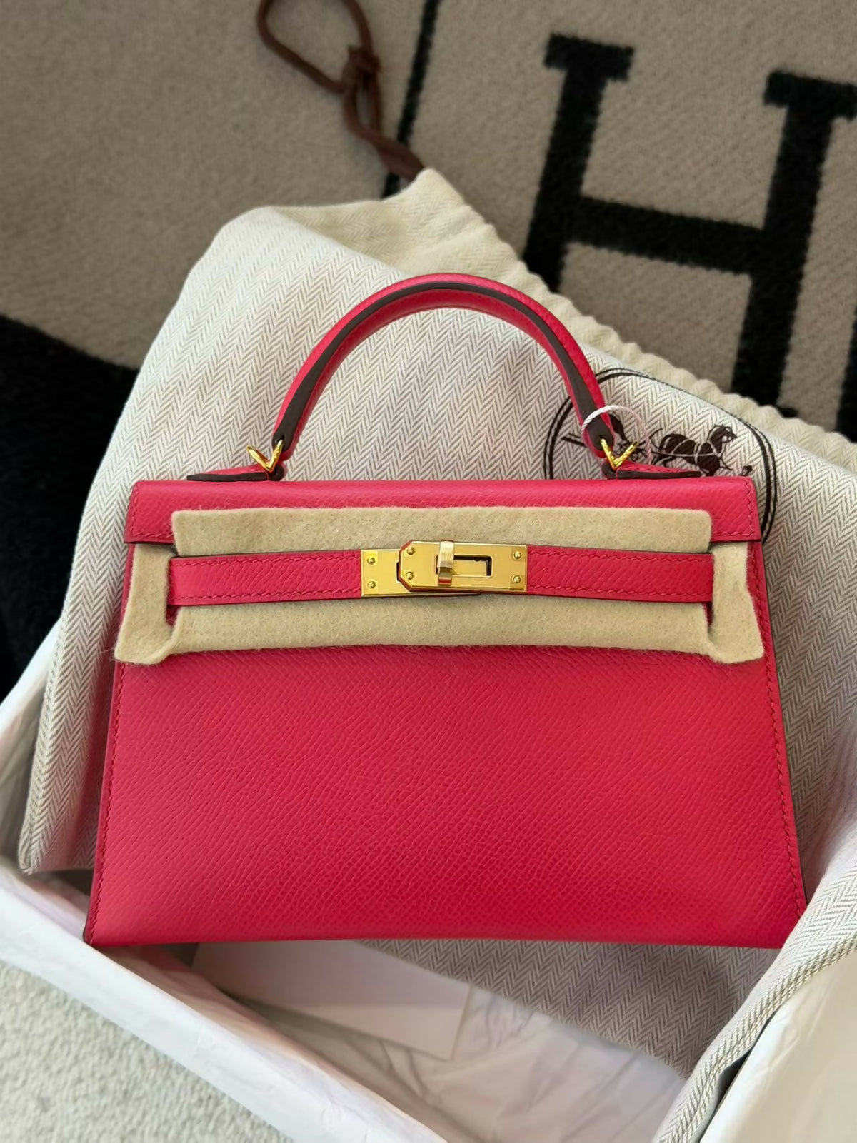 Hermès Mini Kelly II Rose Extrême Epsom Leather with Gold Hardware D Stamp