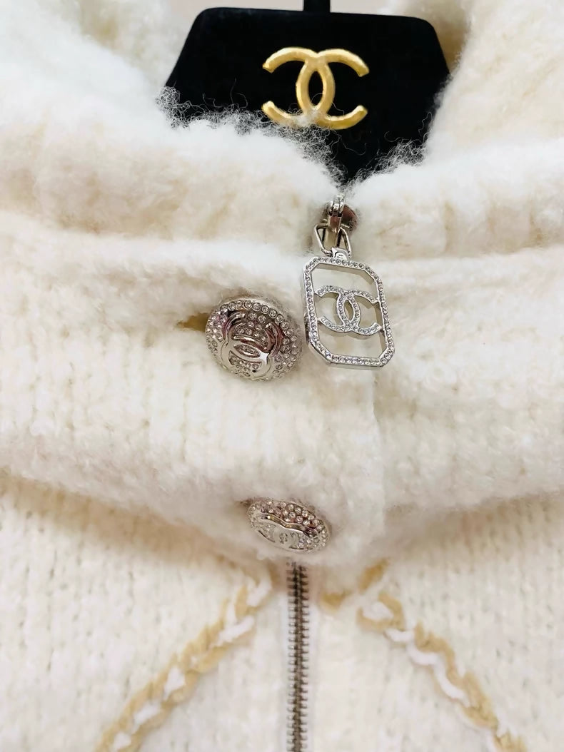 Chanel wool ski knit cardigan
