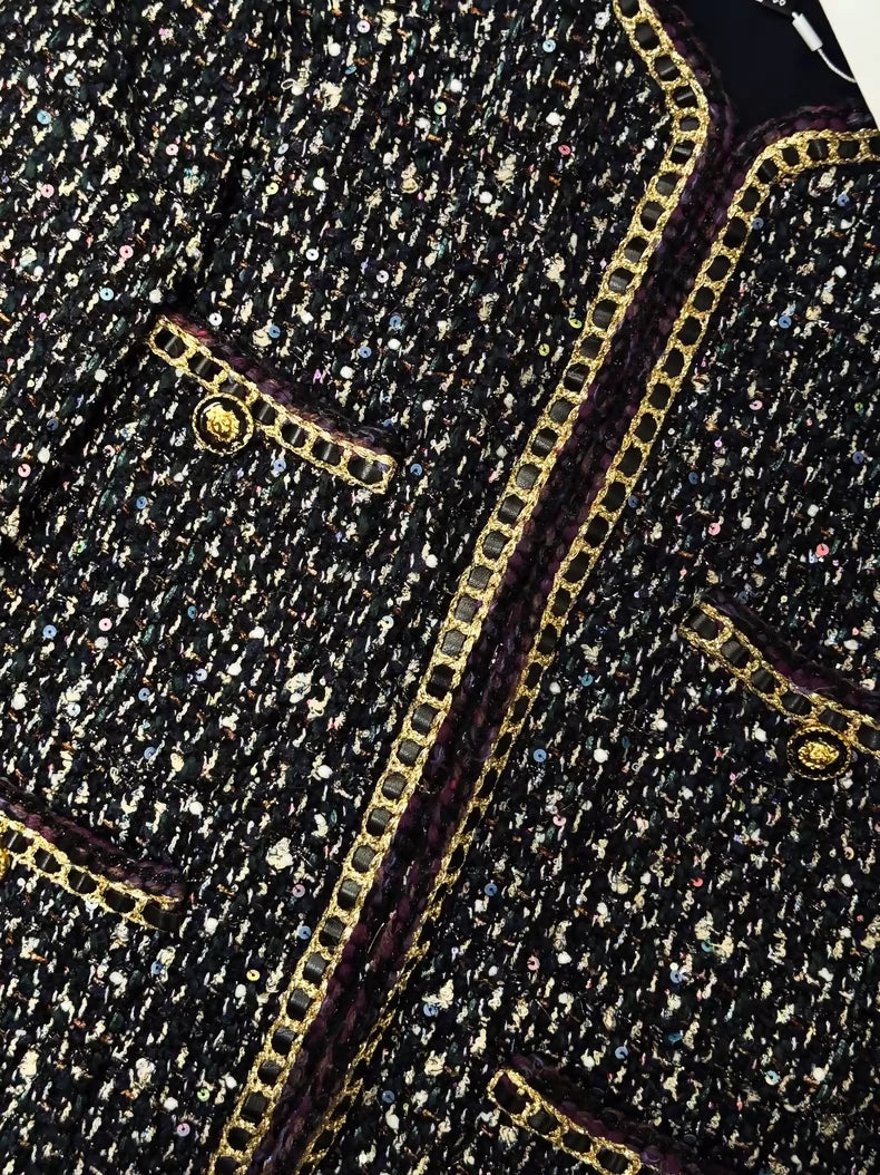Chanel 21A black/gold sequined tweed jacket