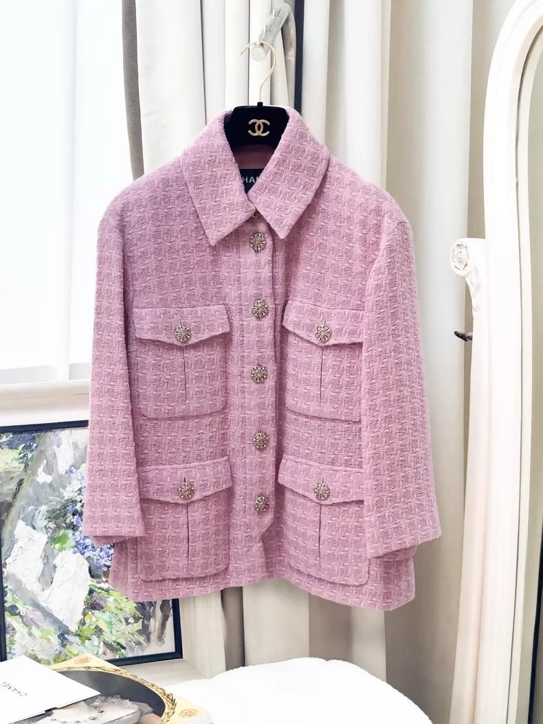 CHANEL BOUTIQUE ピンク ツイードジャケット 38 Chanel 19B Pink Houndstooth Tweed Jacket – Wararni.com