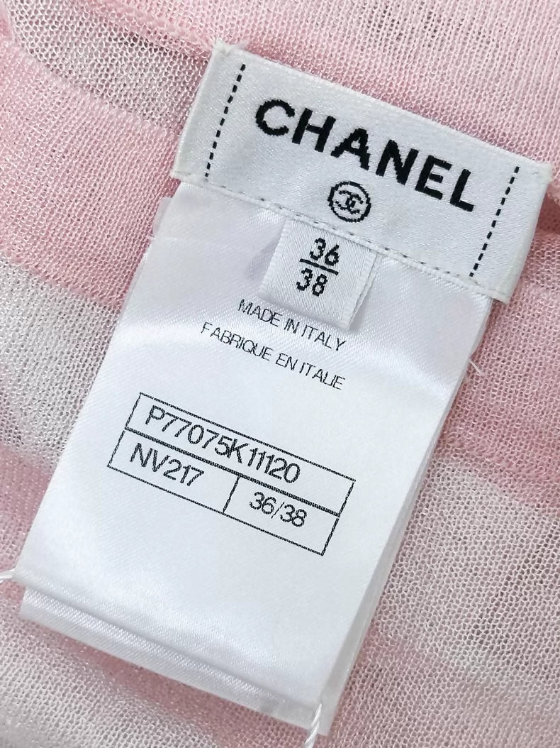 Chanel 24S pink and white striped cape top