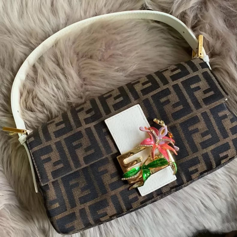 Fendi Brown Monogram All-over Print shoulder Bag