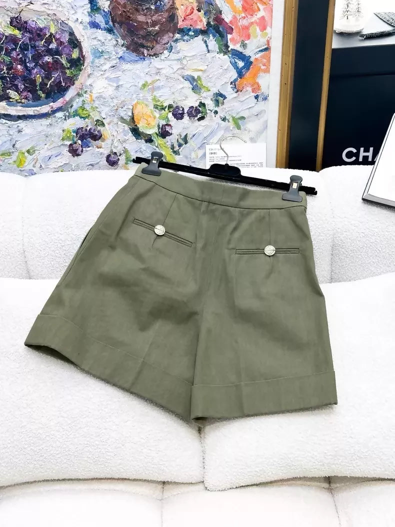 Chanel 17C green shirt and short set