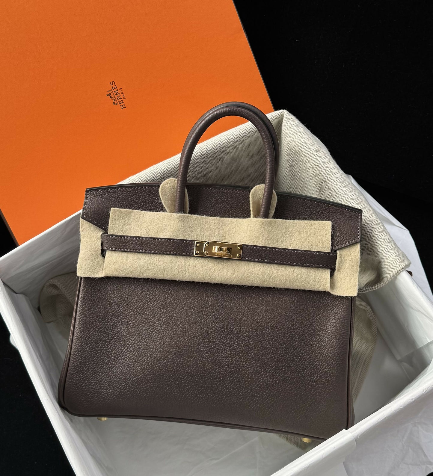 Hermès Birkin 25 Ébène Barenia Faubourg with Gold Hardware