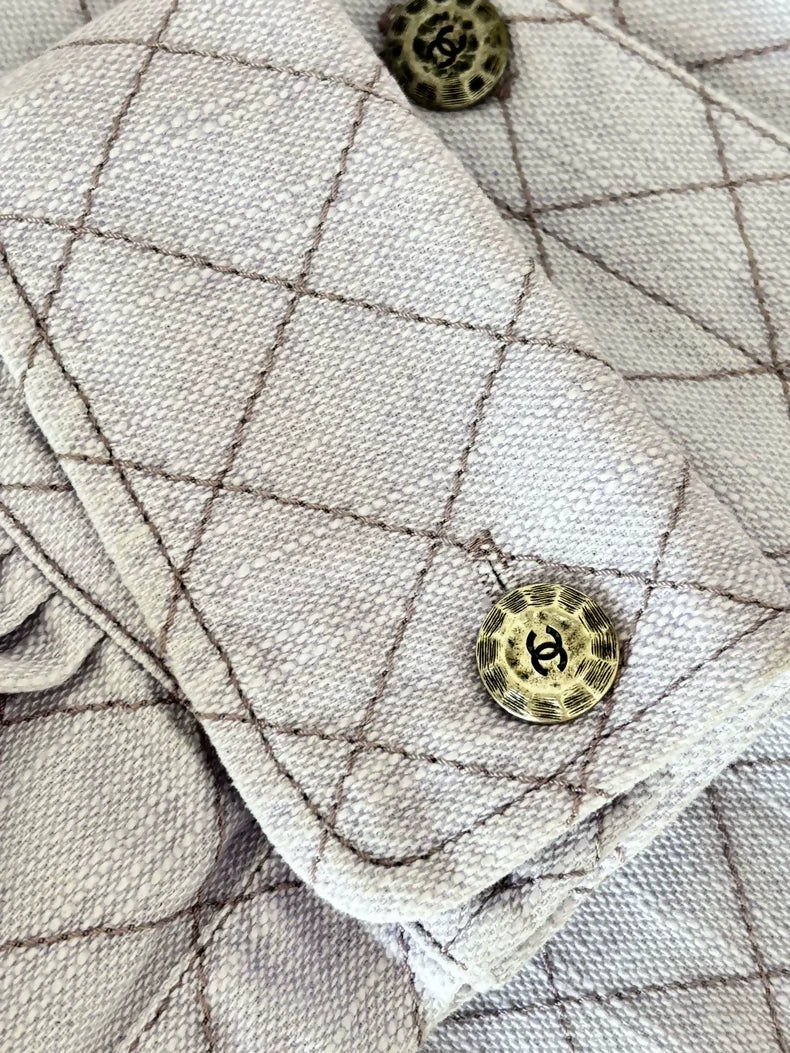 Chanel 20C Light Purple Denim Diamond Pattern Shirt