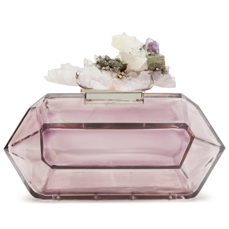Chanel 12 Purple Crystal Minaudiere Clutch bag with silver hardware