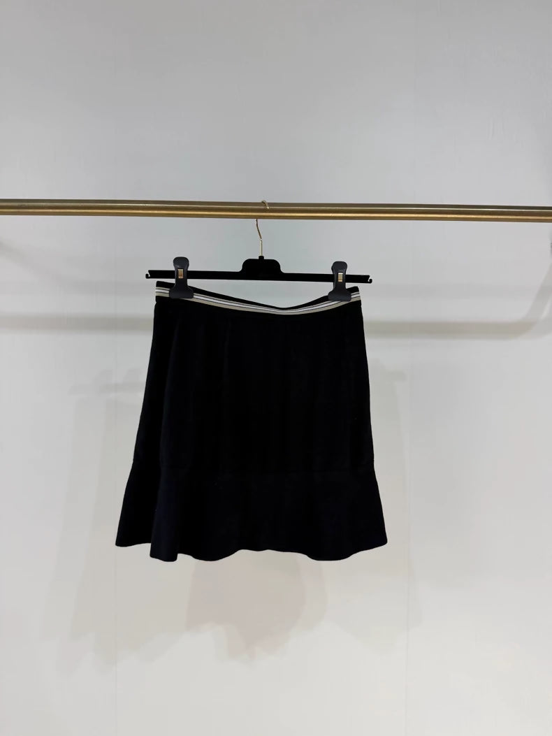 Chanel 26P Black Striped Metallic Double C Logo Short