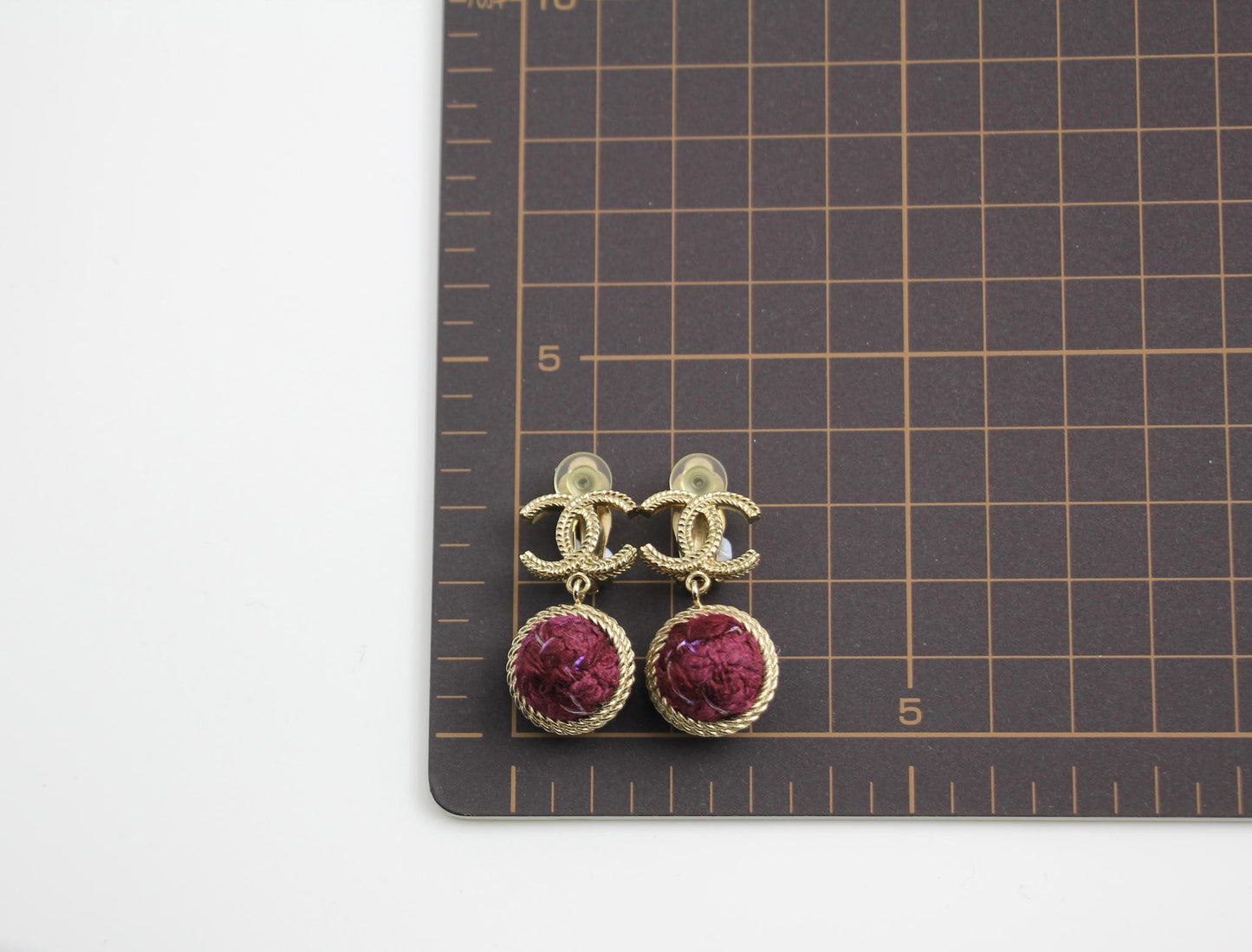 Chanel 13A Fabric Purple Bob Earrings