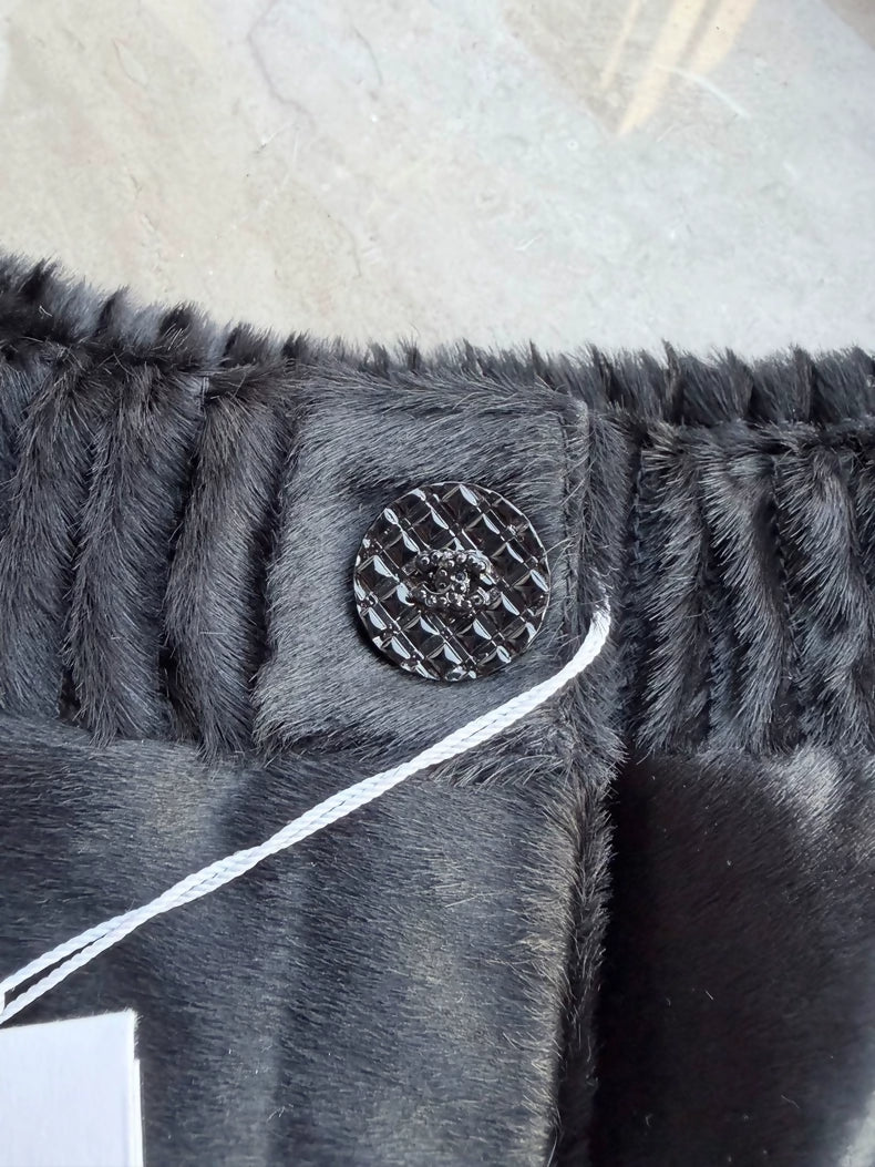 Chanel Black Calfskin Straight Leg Pants