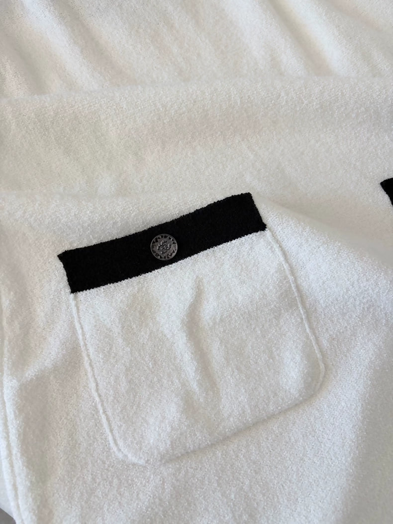Chanel 23P Black and White Terry Cloth Dress