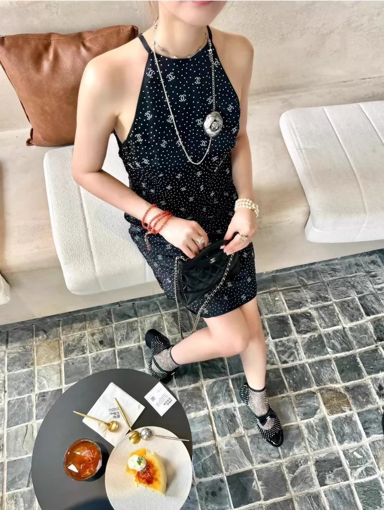 Chanel 24B black cc logo dress
