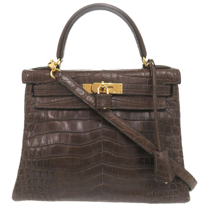 Hermes Kelly 28 Sellier Niloticus Matte Gris Elephant Gold Hardware