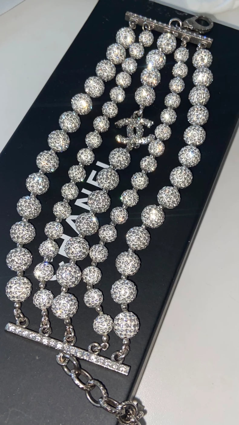 Chanel 18s Waterfall Collection Multi-Layer Crystal Ball Bracelet