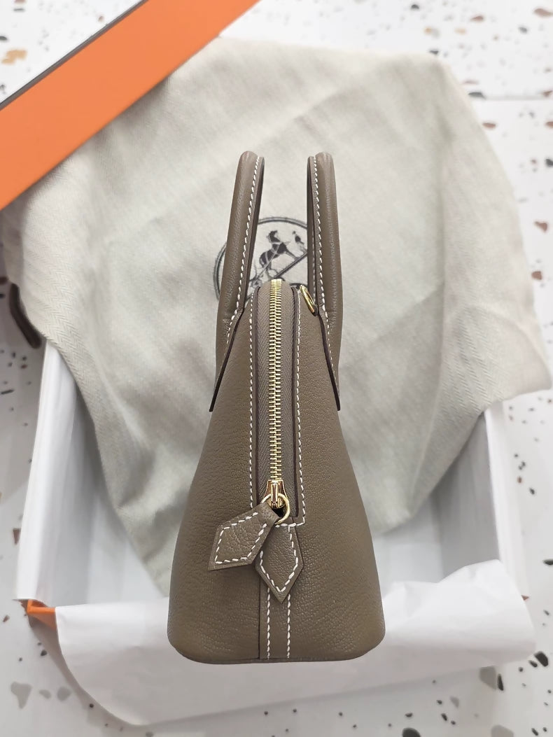 Hermes Mini Bolide Elephant Grey Goat Leather Gold hardware
