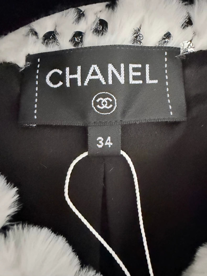Chanel 25N White Sequined Fur Coat