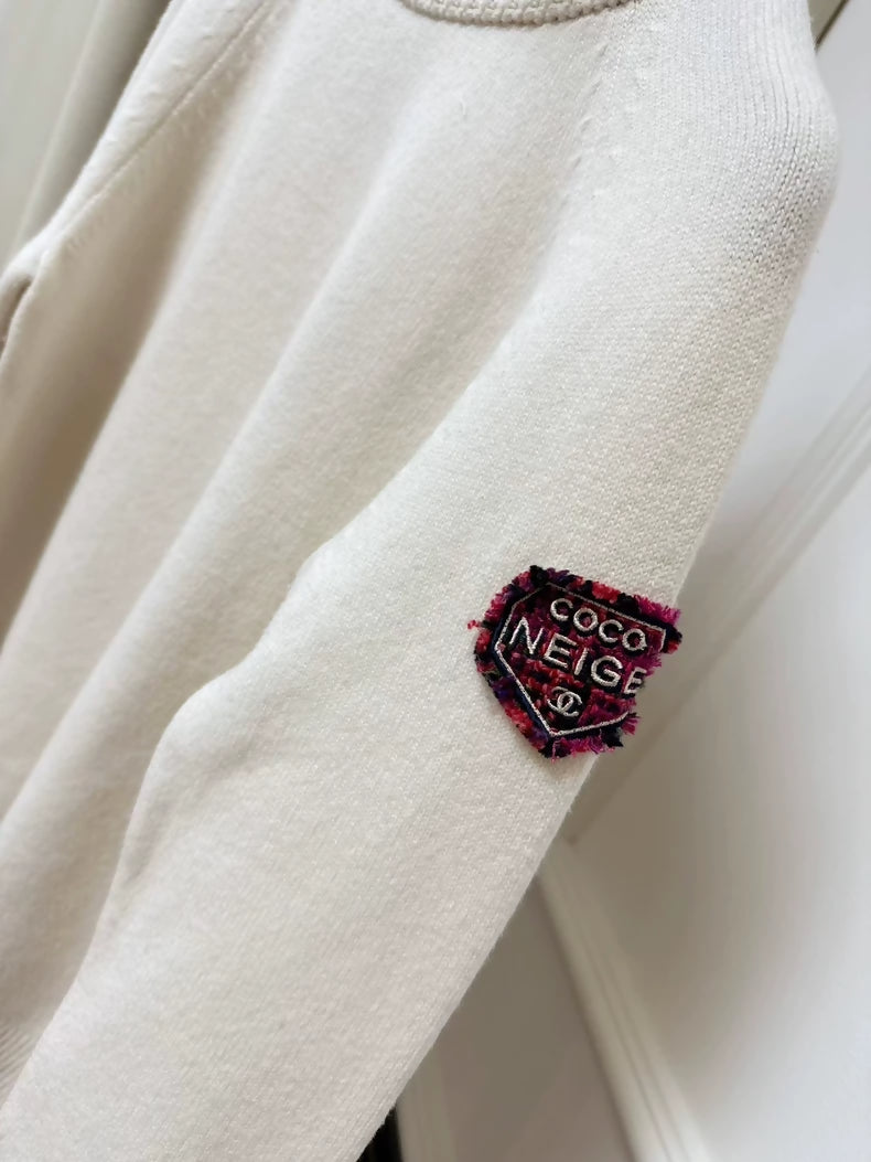 Chanel Coco Neige Ski Collection Turtleneck Sweater in Cream White