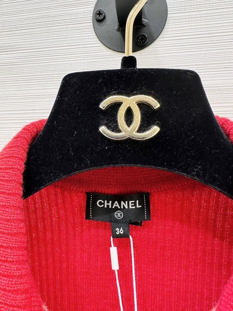 Chanel 24N Coco Neige Ski Collection red cardigan