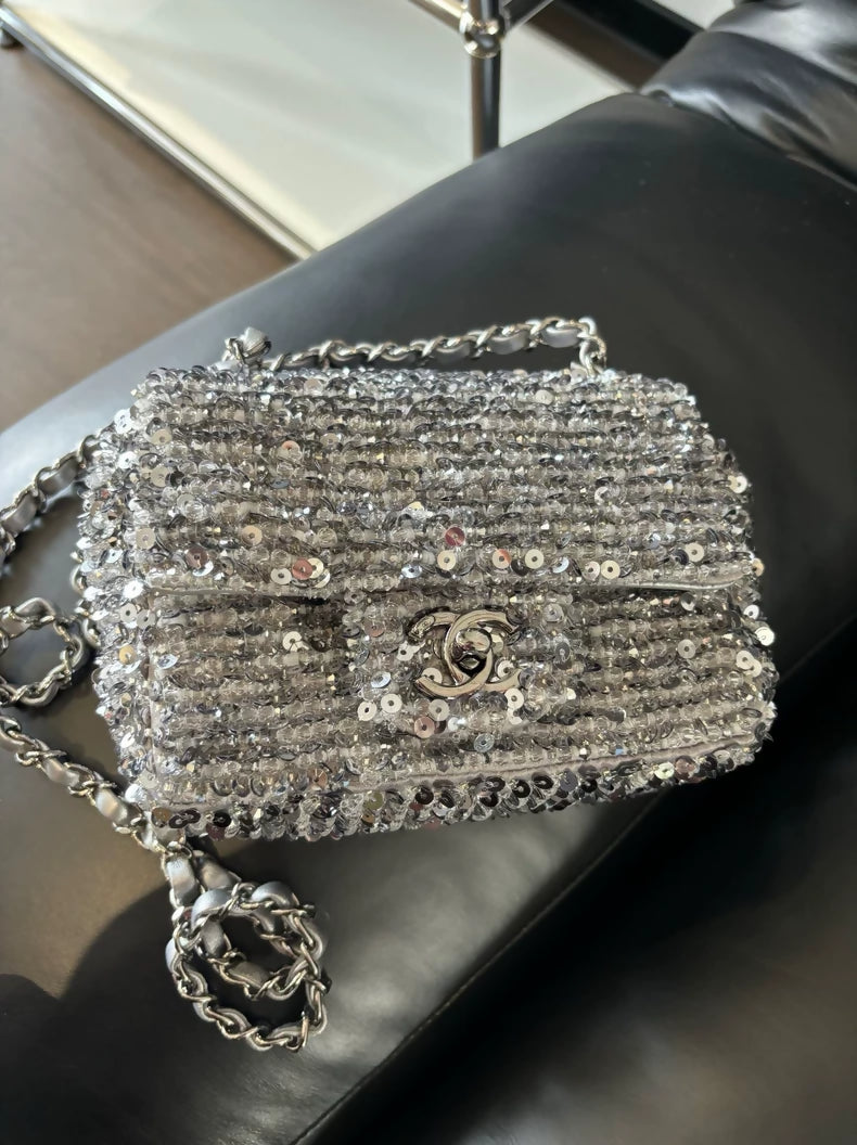 Chanel 24C square bag in glass sequins