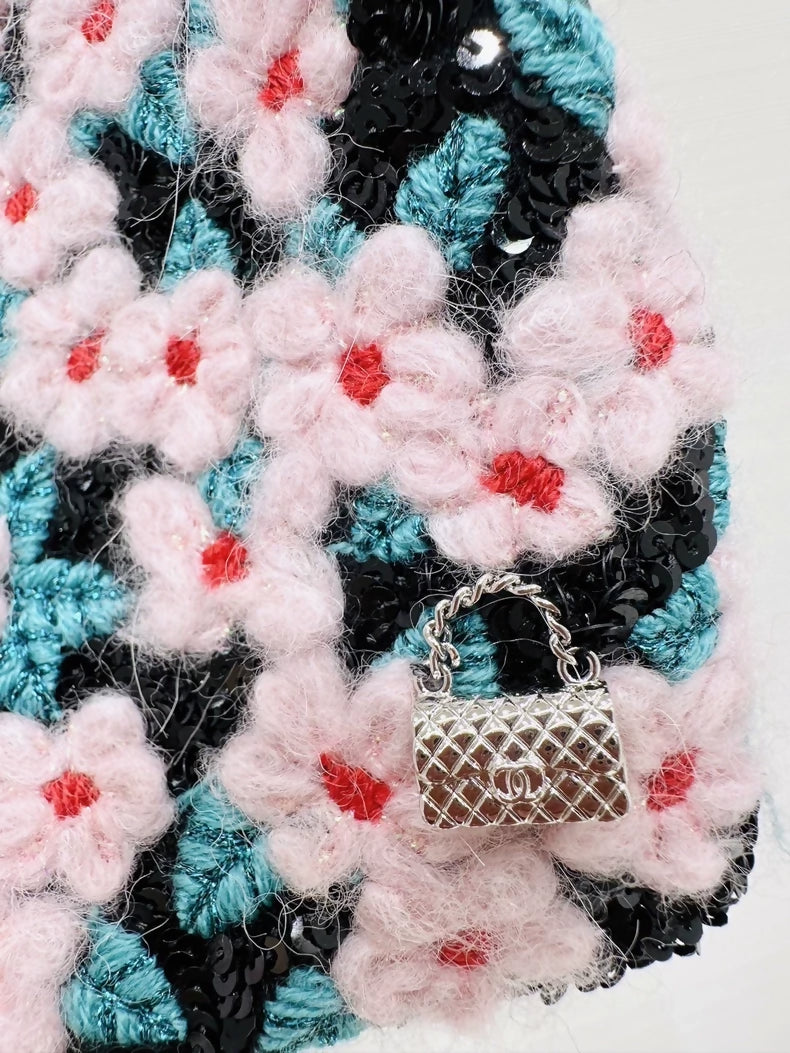 Chanel 24B floral sequined cashmere vest