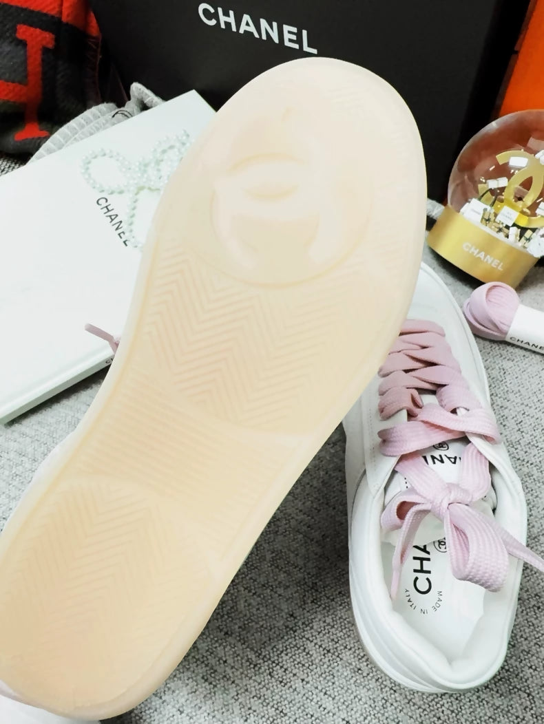 Chanel 24p popular pink and white color-blocked sneakers