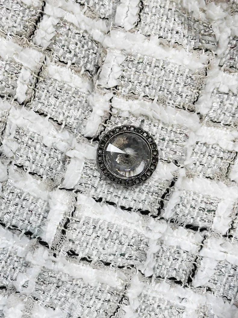 Chanel 22C Short Check Tweed Woven Jacket