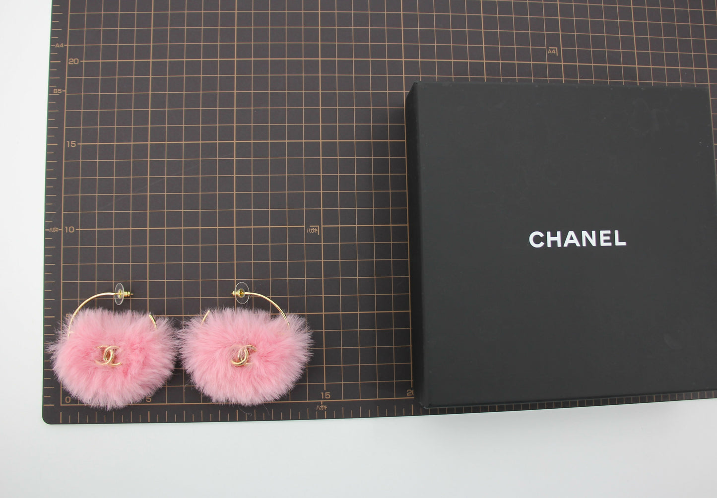Chanel 24C Plush Early Spring Resort Collection Hoop Pink Stud Earrings