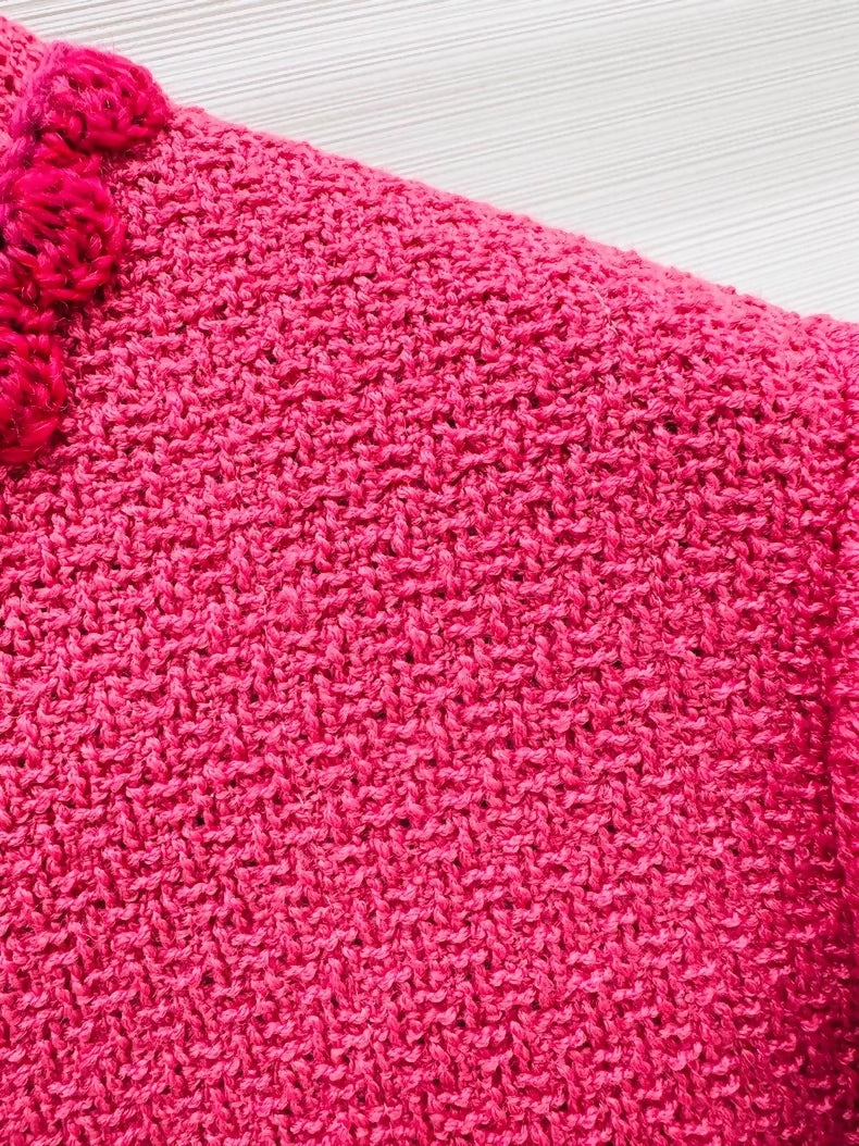 Chanel 24A fuchsia wool tweed jacket and skirt