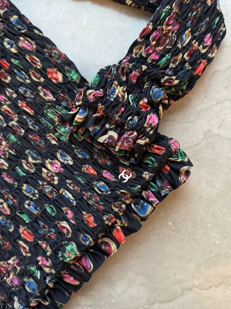 Chanel 21C print pleated top
