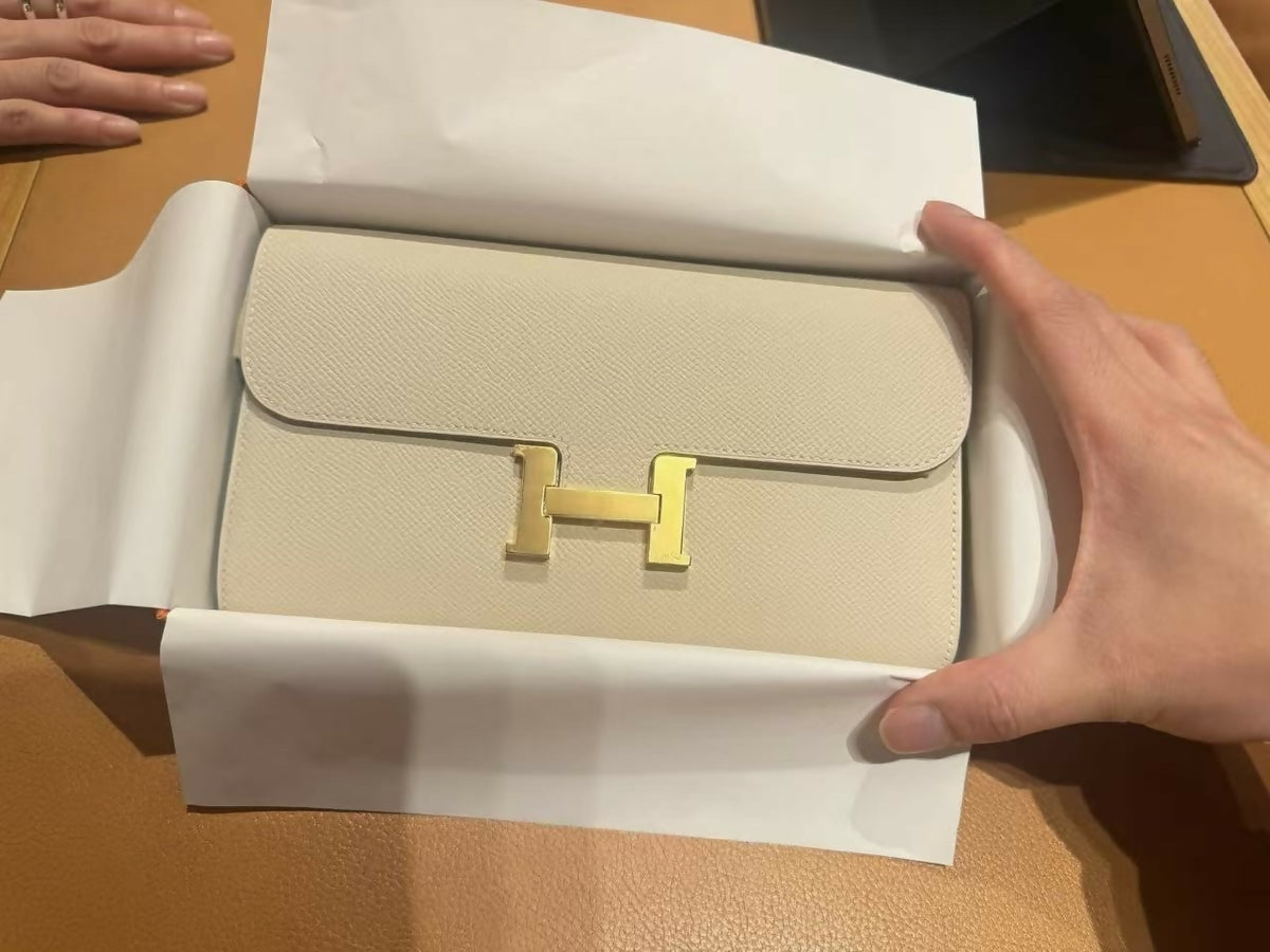 Hermès Constance To Go Craie / Nata Epsom Leather with Gold Hardware