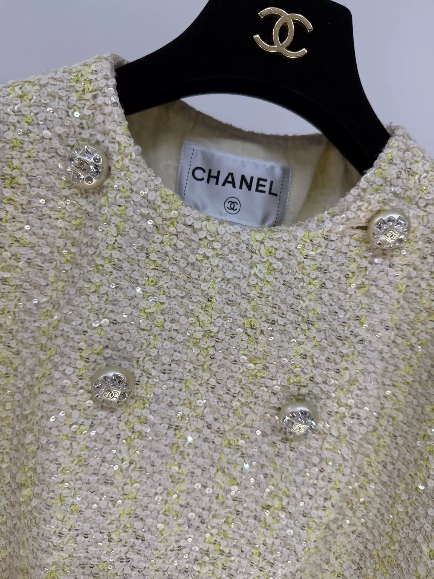 Chanel 23S light yellow Sequin Jacket