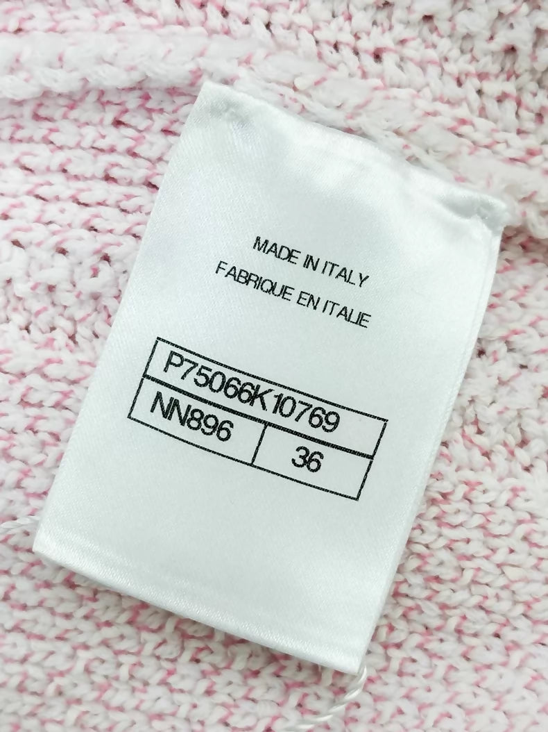 Chanel 23S pink top with camellia logo embroidery