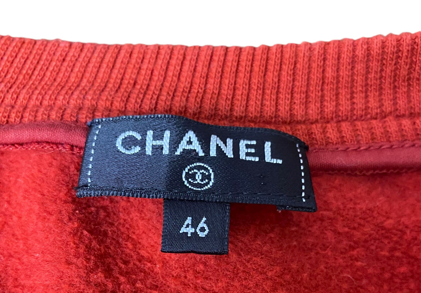 Chanel 17B Red Navy Blue Gabrielle Logo Pullover Sweater FR 46