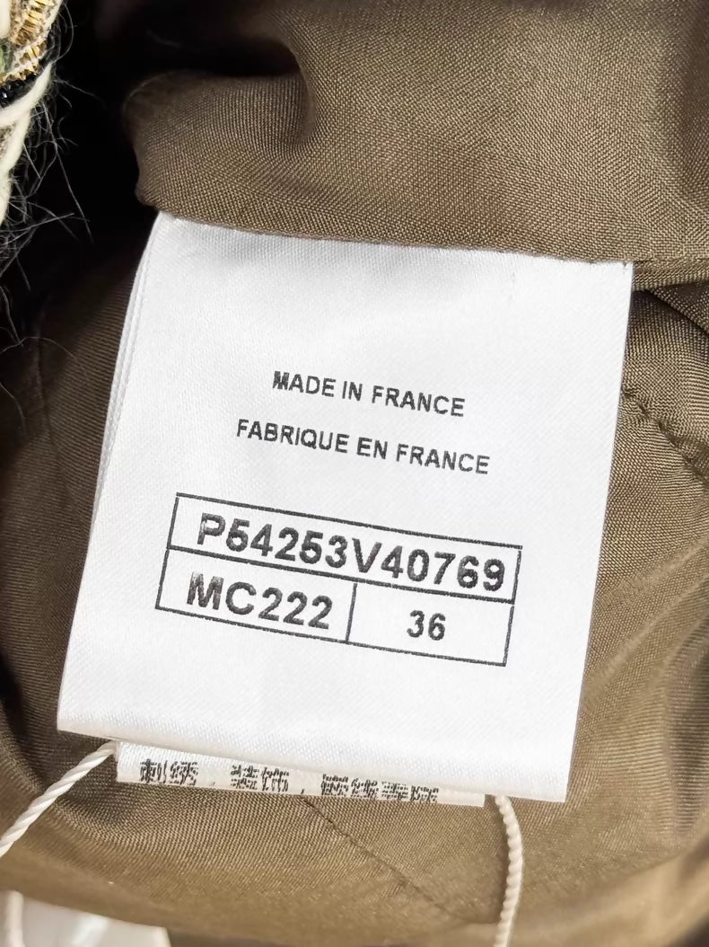Chanel 16A multicolour tweed leather jacket with chain trim