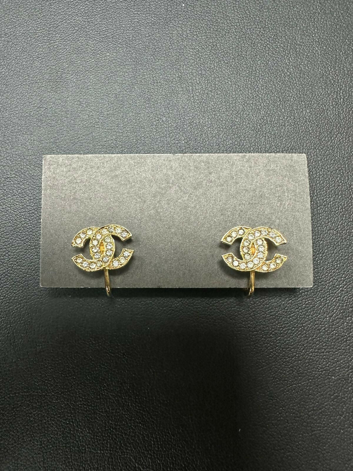 Chanel Vintage 71-80 Rhinestone & Gold-Plated Large CC Clip-on Earrings