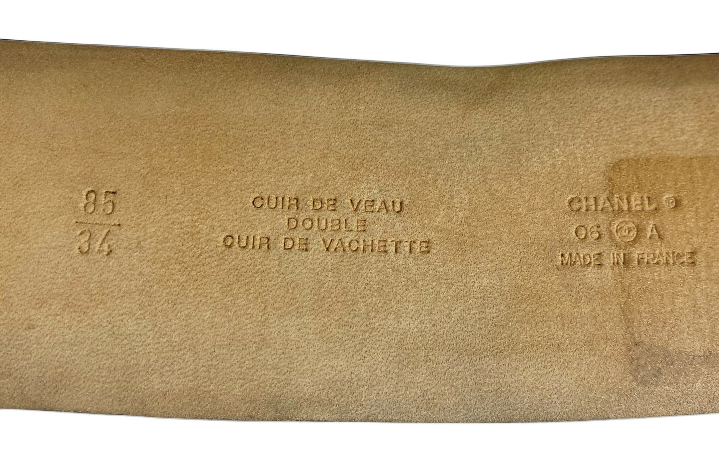 Chanel 06A Extra Wide Black Lambskin Leather Oval CC Silver Buckle Belt Size 85/34