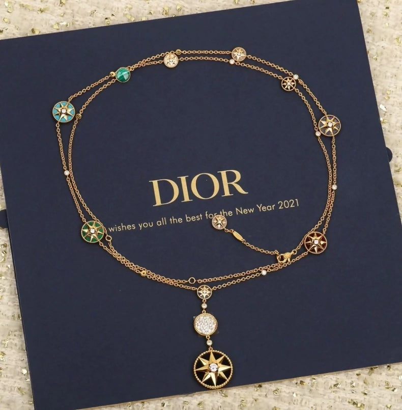 Dior Rose des Vents Compass Rose Heavy Eight-Pointed Star Long Necklace