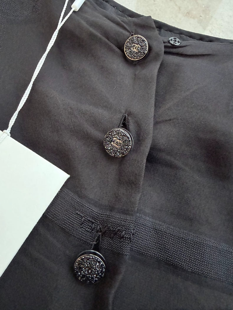 Chanel 24p Black Silk jacket & skirt set