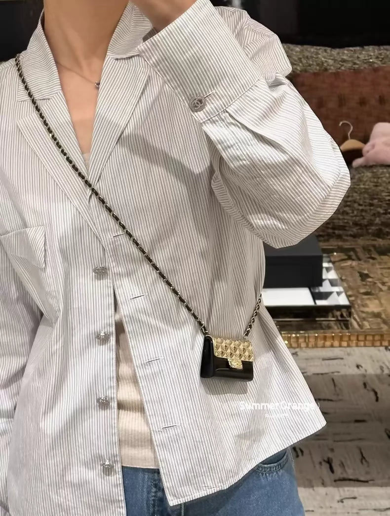 Chanel 22P Metal Acrylic Crossbody micro Bag necklace