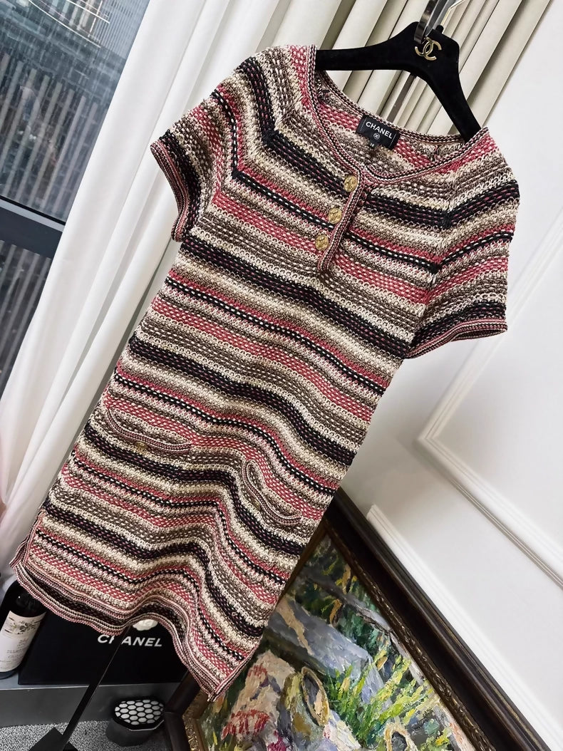 chanel brown dress Midi dress - Cotton, silk & mixed fibres, brown, black & white  Fashion