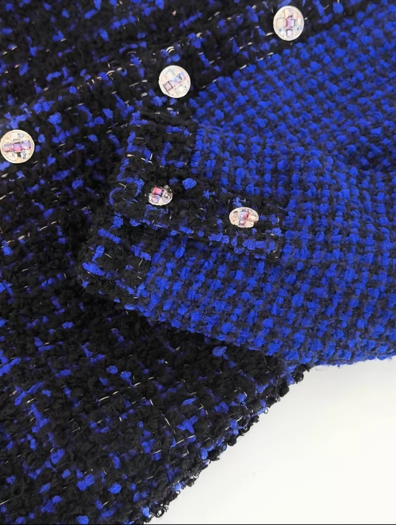 Chanel 22A Royal Blue tweed Coat