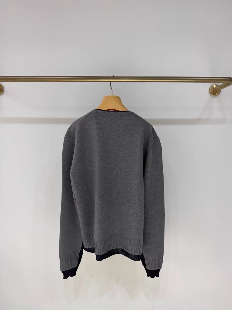 Miu miu V-neck layered cashmere knit sweater,