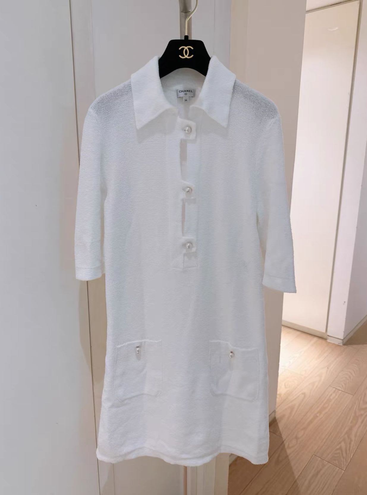 chanel dress white Chanel 23ss white pearl dress